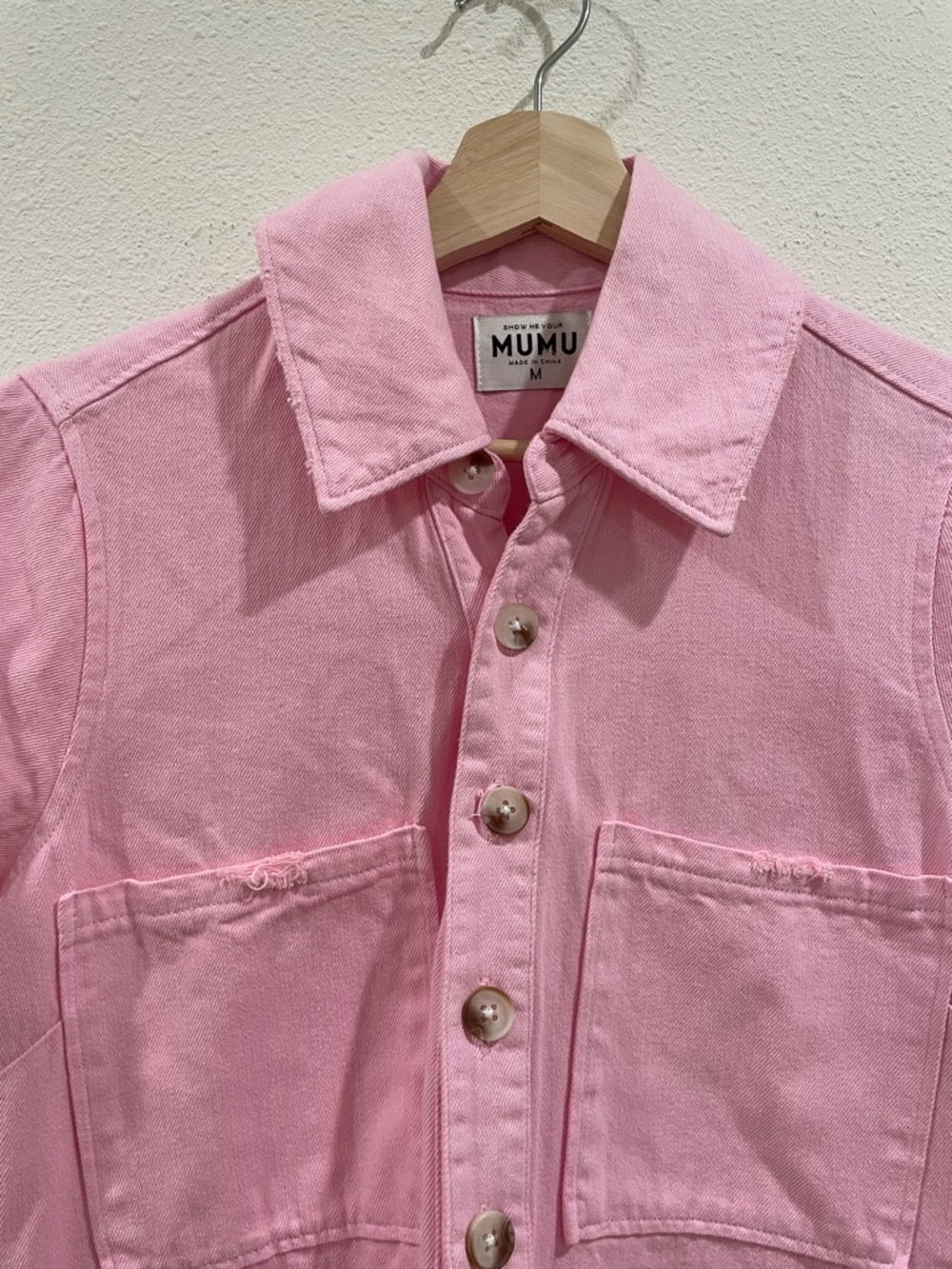 Show Me Your MuMu Range Romper Jumpsuit Pink Button Up NWT Size Medium Summer - Picture 9 of 14